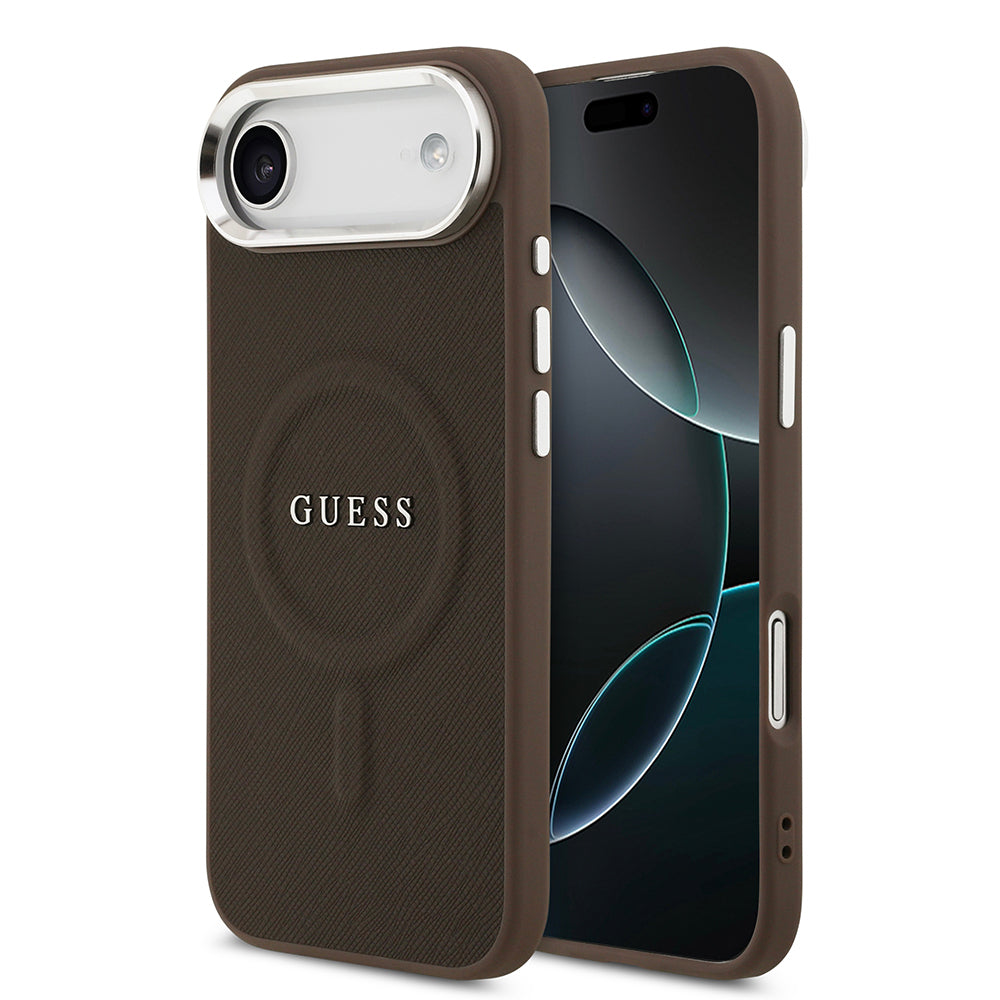 iPhone 17 Air Kılıf Guess Orjinal Lisanslı M-safe Şarj Özellikli Klasik Yazı Logolu PU Deri Kapak