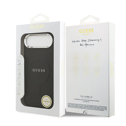 iPhone 17 Air Kılıf Guess Orjinal Lisanslı M-safe Şarj Özellikli Klasik Yazı Logolu PU Deri Kapak