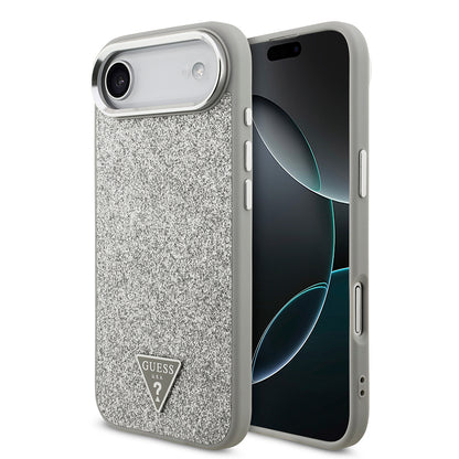 iPhone 17 Air Kılıf Guess Orjinal Lisanslı M-safe Şarj Özellikli Metal Kamera Çerçeveli Üçgen Logolu Glitter Kapak