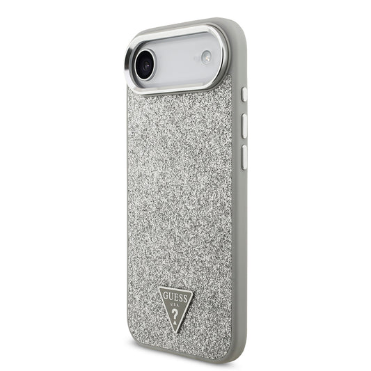 iPhone 17 Air Kılıf Guess Orjinal Lisanslı M-safe Şarj Özellikli Metal Kamera Çerçeveli Üçgen Logolu Glitter Kapak