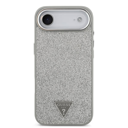 iPhone 17 Air Kılıf Guess Orjinal Lisanslı M-safe Şarj Özellikli Metal Kamera Çerçeveli Üçgen Logolu Glitter Kapak