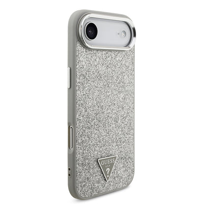 iPhone 17 Air Kılıf Guess Orjinal Lisanslı M-safe Şarj Özellikli Metal Kamera Çerçeveli Üçgen Logolu Glitter Kapak