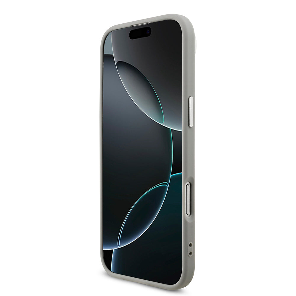 iPhone 17 Air Kılıf Guess Orjinal Lisanslı M-safe Şarj Özellikli Metal Kamera Çerçeveli Üçgen Logolu Glitter Kapak