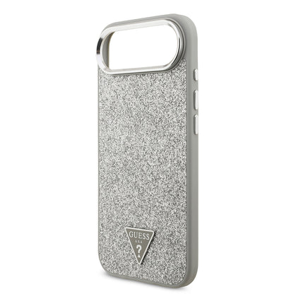 iPhone 17 Air Kılıf Guess Orjinal Lisanslı M-safe Şarj Özellikli Metal Kamera Çerçeveli Üçgen Logolu Glitter Kapak