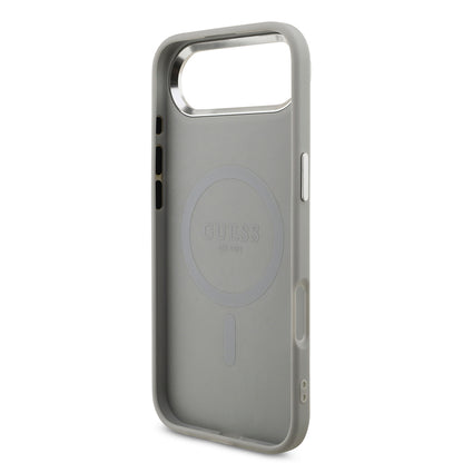 iPhone 17 Air Kılıf Guess Orjinal Lisanslı M-safe Şarj Özellikli Metal Kamera Çerçeveli Üçgen Logolu Glitter Kapak