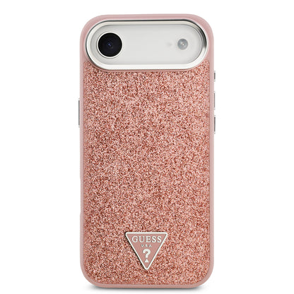 iPhone 17 Air Kılıf Guess Orjinal Lisanslı M-safe Şarj Özellikli Metal Kamera Çerçeveli Üçgen Logolu Glitter Kapak