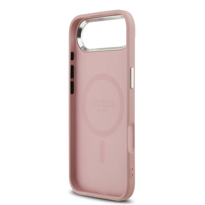 iPhone 17 Air Kılıf Guess Orjinal Lisanslı M-safe Şarj Özellikli Metal Kamera Çerçeveli Üçgen Logolu Glitter Kapak