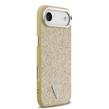 iPhone 17 Air Kılıf Guess Orjinal Lisanslı M-safe Şarj Özellikli Metal Kamera Çerçeveli Üçgen Logolu Glitter Kapak