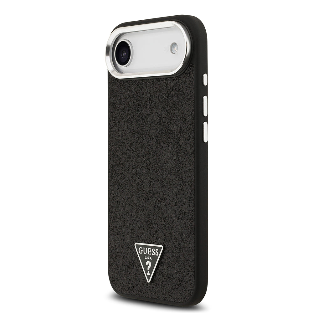 iPhone 17 Air Kılıf Guess Orjinal Lisanslı M-safe Şarj Özellikli Metal Kamera Çerçeveli Üçgen Logolu Glitter Kapak