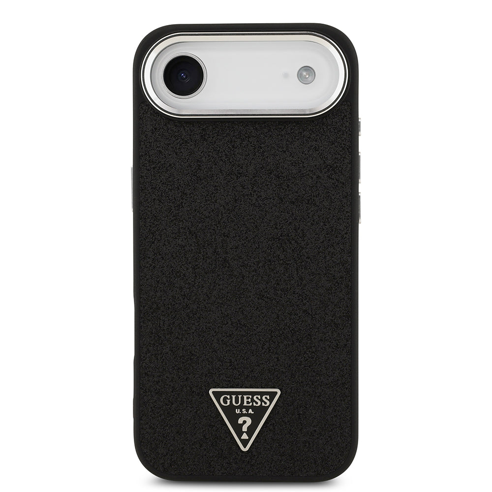 iPhone 17 Air Kılıf Guess Orjinal Lisanslı M-safe Şarj Özellikli Metal Kamera Çerçeveli Üçgen Logolu Glitter Kapak