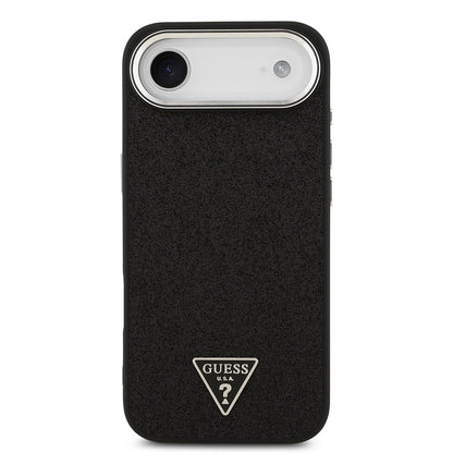 iPhone 17 Air Kılıf Guess Orjinal Lisanslı M-safe Şarj Özellikli Metal Kamera Çerçeveli Üçgen Logolu Glitter Kapak