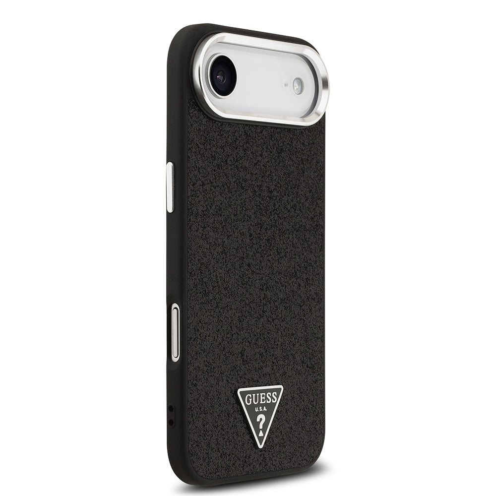 iPhone 17 Air Kılıf Guess Orjinal Lisanslı M-safe Şarj Özellikli Metal Kamera Çerçeveli Üçgen Logolu Glitter Kapak