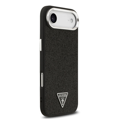 iPhone 17 Air Kılıf Guess Orjinal Lisanslı M-safe Şarj Özellikli Metal Kamera Çerçeveli Üçgen Logolu Glitter Kapak