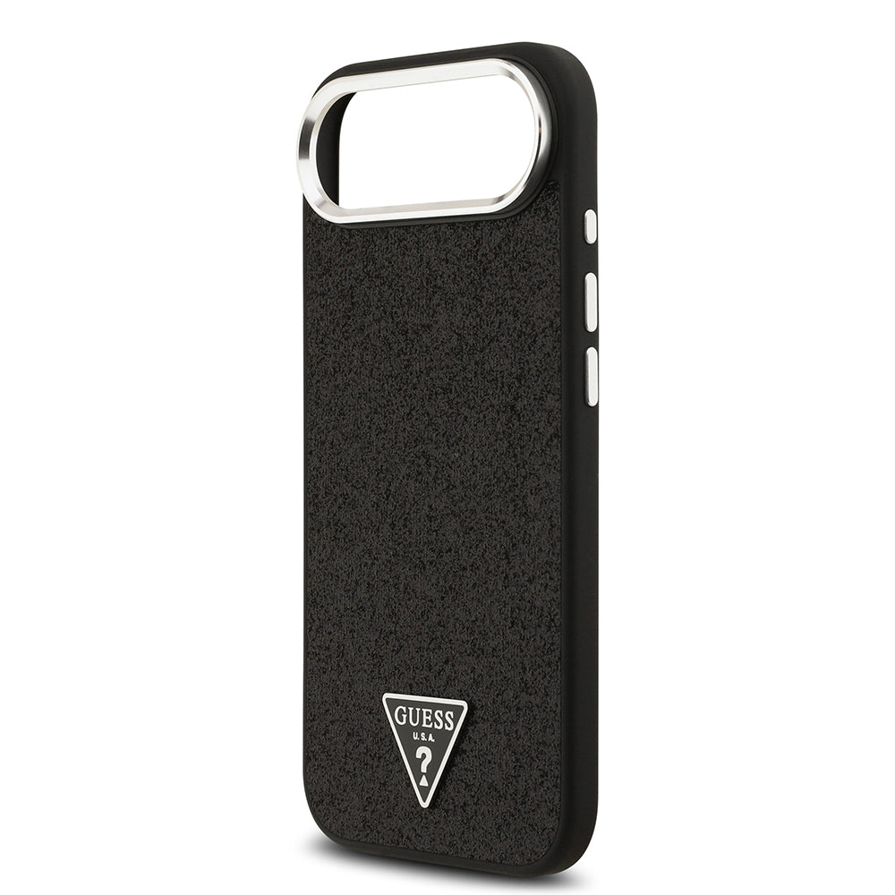 iPhone 17 Air Kılıf Guess Orjinal Lisanslı M-safe Şarj Özellikli Metal Kamera Çerçeveli Üçgen Logolu Glitter Kapak