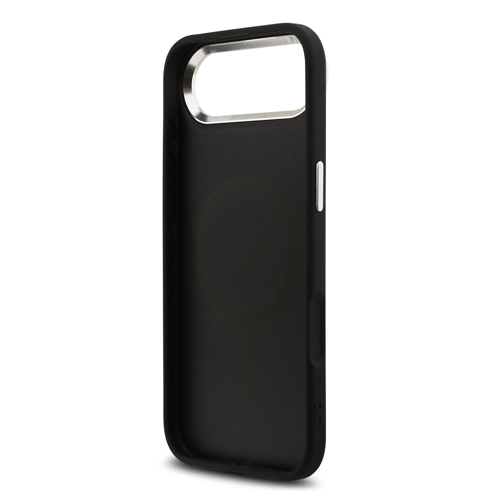 iPhone 17 Air Kılıf Guess Orjinal Lisanslı M-safe Şarj Özellikli Metal Kamera Çerçeveli Üçgen Logolu Glitter Kapak