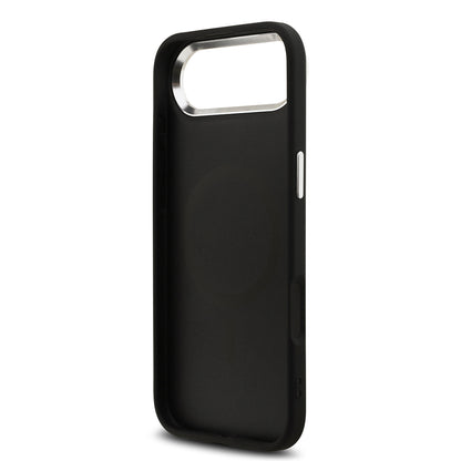 iPhone 17 Air Kılıf Guess Orjinal Lisanslı M-safe Şarj Özellikli Metal Kamera Çerçeveli Üçgen Logolu Glitter Kapak