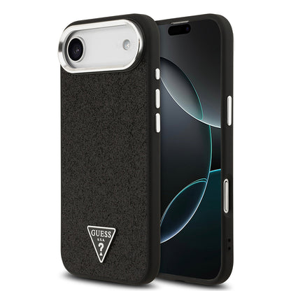 iPhone 17 Air Kılıf Guess Orjinal Lisanslı M-safe Şarj Özellikli Metal Kamera Çerçeveli Üçgen Logolu Glitter Kapak