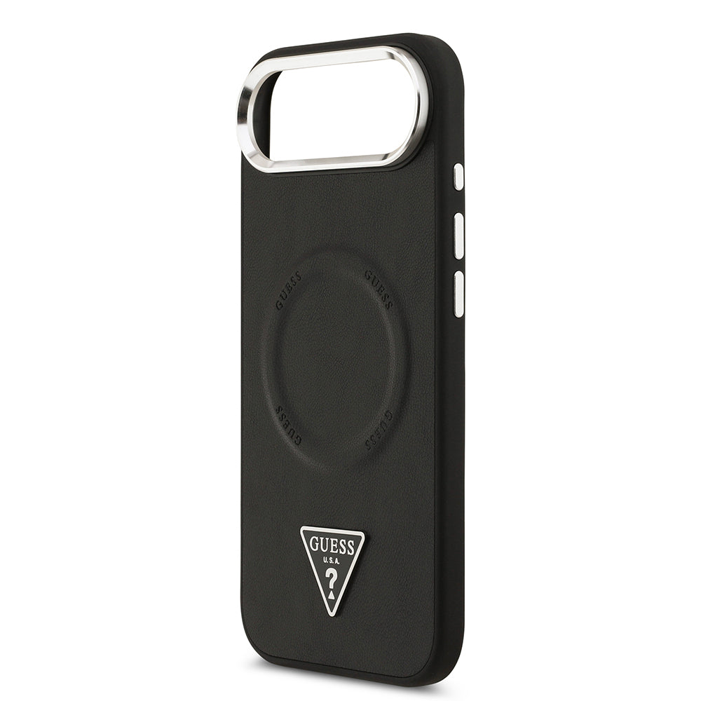 iPhone 17 Air Kılıf Guess Orjinal Lisanslı M-safe Şarj Özellikli PU Deri Metal Kamera Çerçeveli Üçgen Logolu Kapak