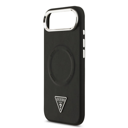 iPhone 17 Air Kılıf Guess Orjinal Lisanslı M-safe Şarj Özellikli PU Deri Metal Kamera Çerçeveli Üçgen Logolu Kapak