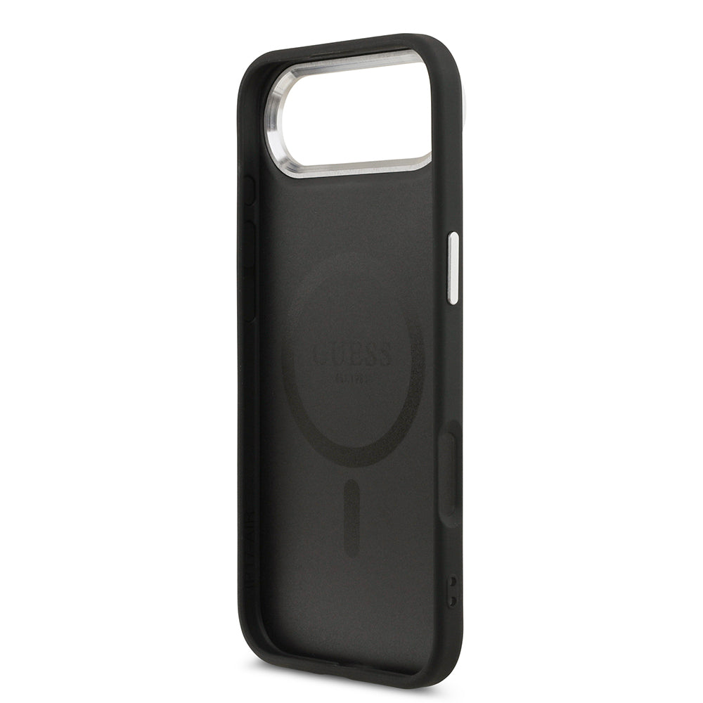 iPhone 17 Air Kılıf Guess Orjinal Lisanslı M-safe Şarj Özellikli PU Deri Metal Kamera Çerçeveli Üçgen Logolu Kapak