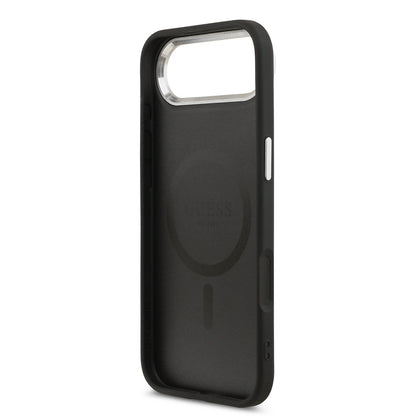 iPhone 17 Air Kılıf Guess Orjinal Lisanslı M-safe Şarj Özellikli PU Deri Metal Kamera Çerçeveli Üçgen Logolu Kapak