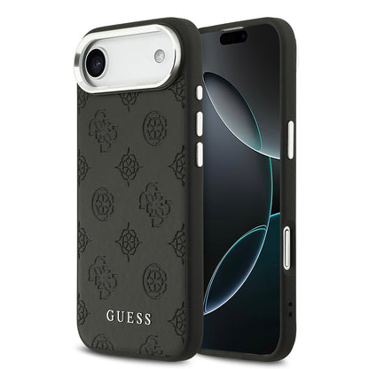 iPhone 17 Air Kılıf Guess Orjinal Lisanslı M-safe Şarj Özellikli Sıcak Baskılı Klasik Yazı Logolu PU Deri Peony Kapak