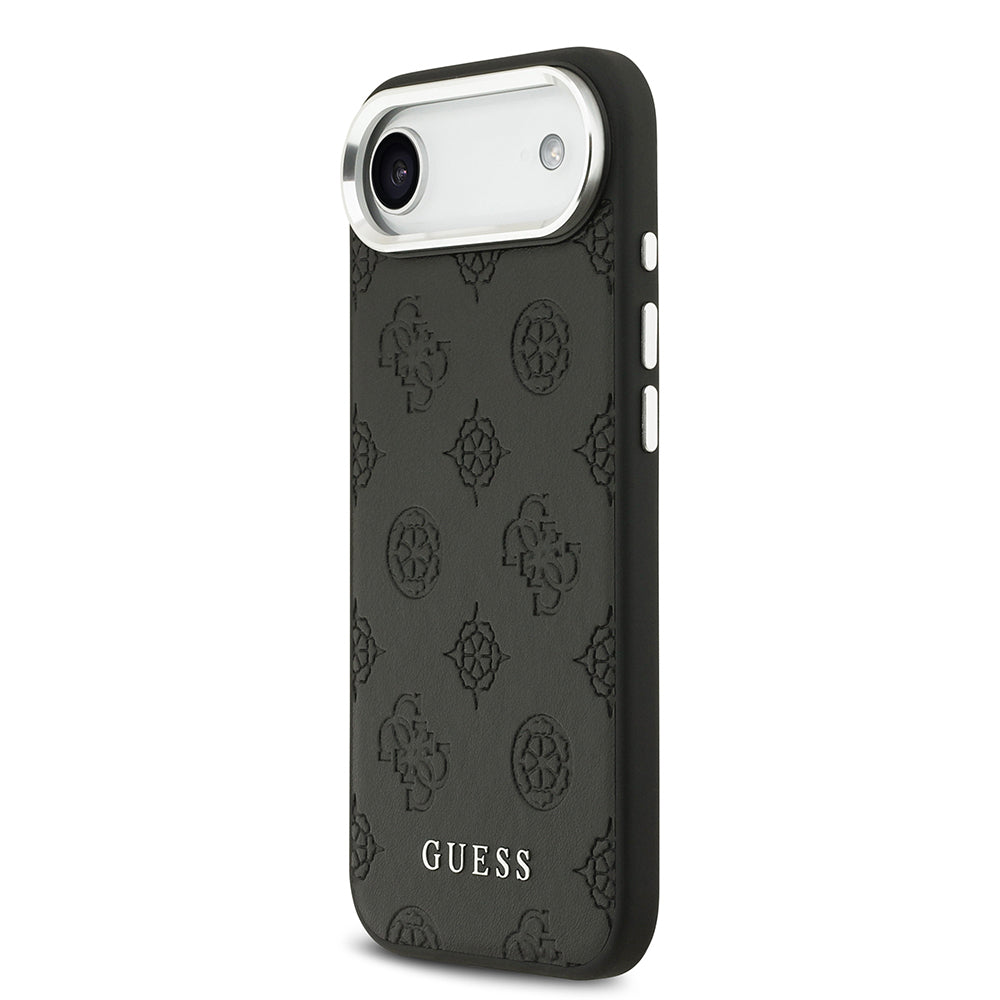 iPhone 17 Air Kılıf Guess Orjinal Lisanslı M-safe Şarj Özellikli Sıcak Baskılı Klasik Yazı Logolu PU Deri Peony Kapak