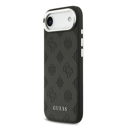 iPhone 17 Air Kılıf Guess Orjinal Lisanslı M-safe Şarj Özellikli Sıcak Baskılı Klasik Yazı Logolu PU Deri Peony Kapak