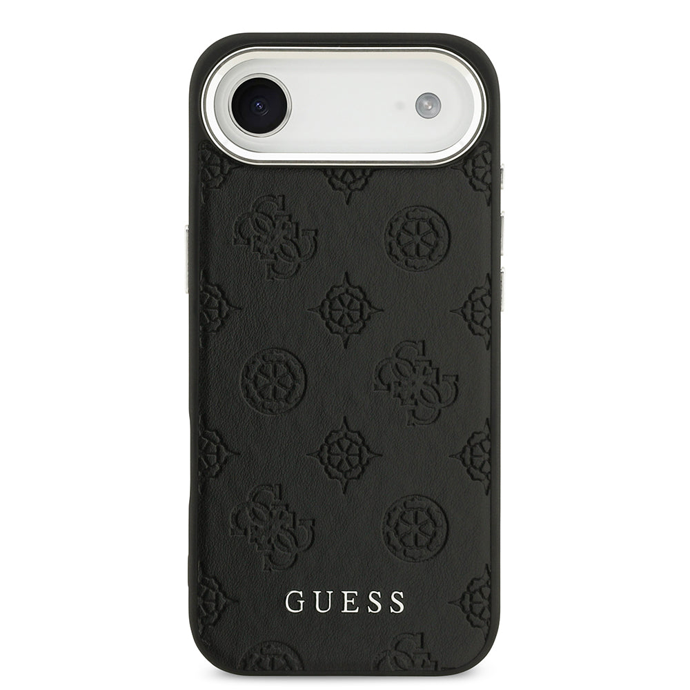 iPhone 17 Air Kılıf Guess Orjinal Lisanslı M-safe Şarj Özellikli Sıcak Baskılı Klasik Yazı Logolu PU Deri Peony Kapak