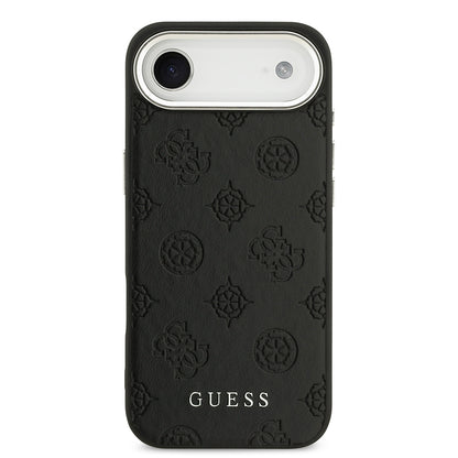iPhone 17 Air Kılıf Guess Orjinal Lisanslı M-safe Şarj Özellikli Sıcak Baskılı Klasik Yazı Logolu PU Deri Peony Kapak