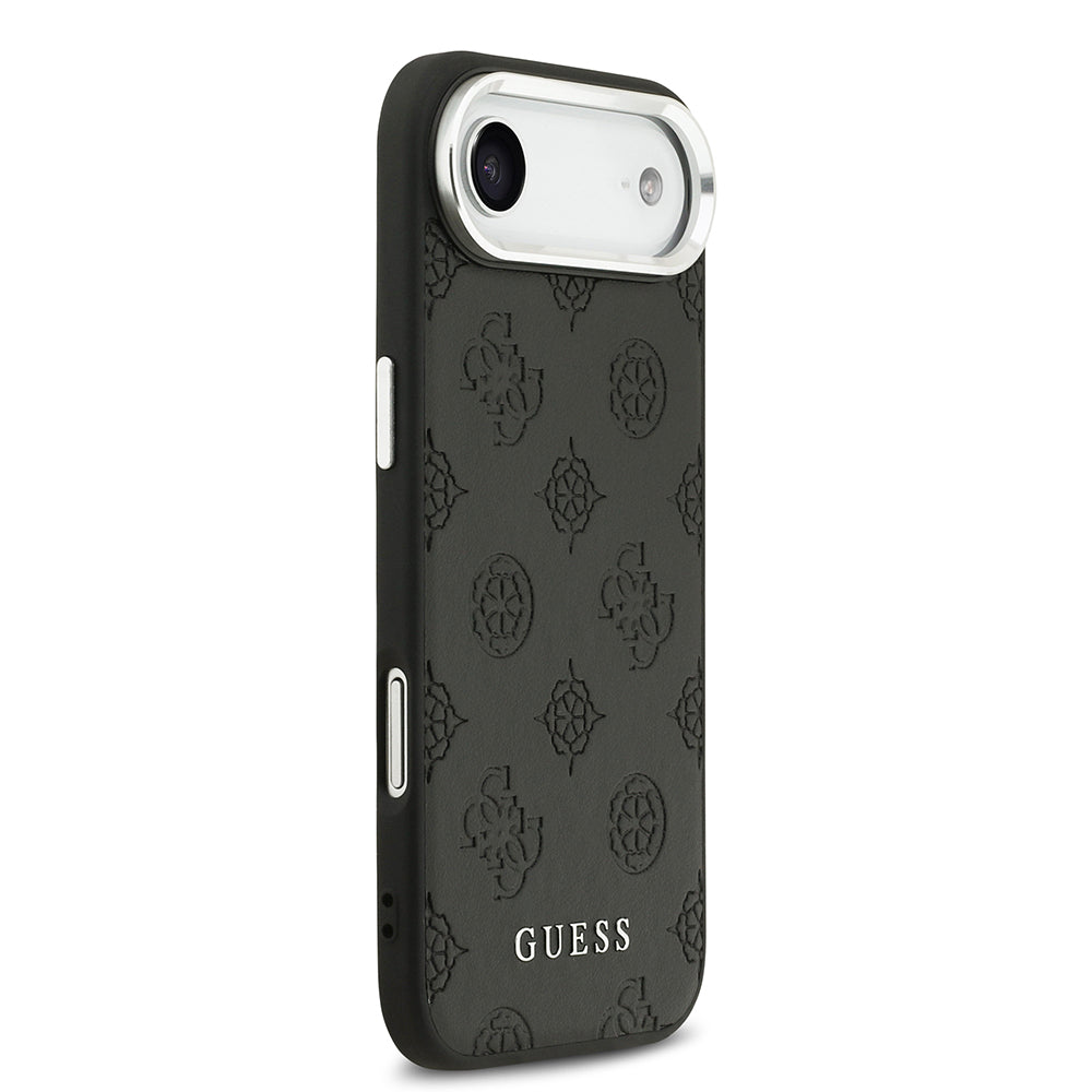 iPhone 17 Air Kılıf Guess Orjinal Lisanslı M-safe Şarj Özellikli Sıcak Baskılı Klasik Yazı Logolu PU Deri Peony Kapak
