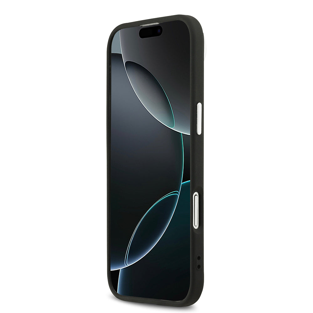 iPhone 17 Air Kılıf Guess Orjinal Lisanslı M-safe Şarj Özellikli Sıcak Baskılı Klasik Yazı Logolu PU Deri Peony Kapak