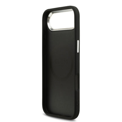 iPhone 17 Air Kılıf Guess Orjinal Lisanslı M-safe Şarj Özellikli Sıcak Baskılı Klasik Yazı Logolu PU Deri Peony Kapak