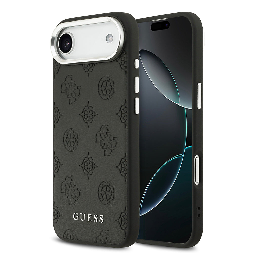 iPhone 17 Air Kılıf Guess Orjinal Lisanslı M-safe Şarj Özellikli Sıcak Baskılı Klasik Yazı Logolu PU Deri Peony Kapak