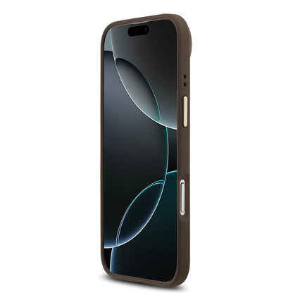 iPhone 17 Air Kılıf Guess Orjinal Lisanslı M-safe Şarj Özellikli Sıcak Baskılı Yazı Logolu PU Deri Peony Kapak