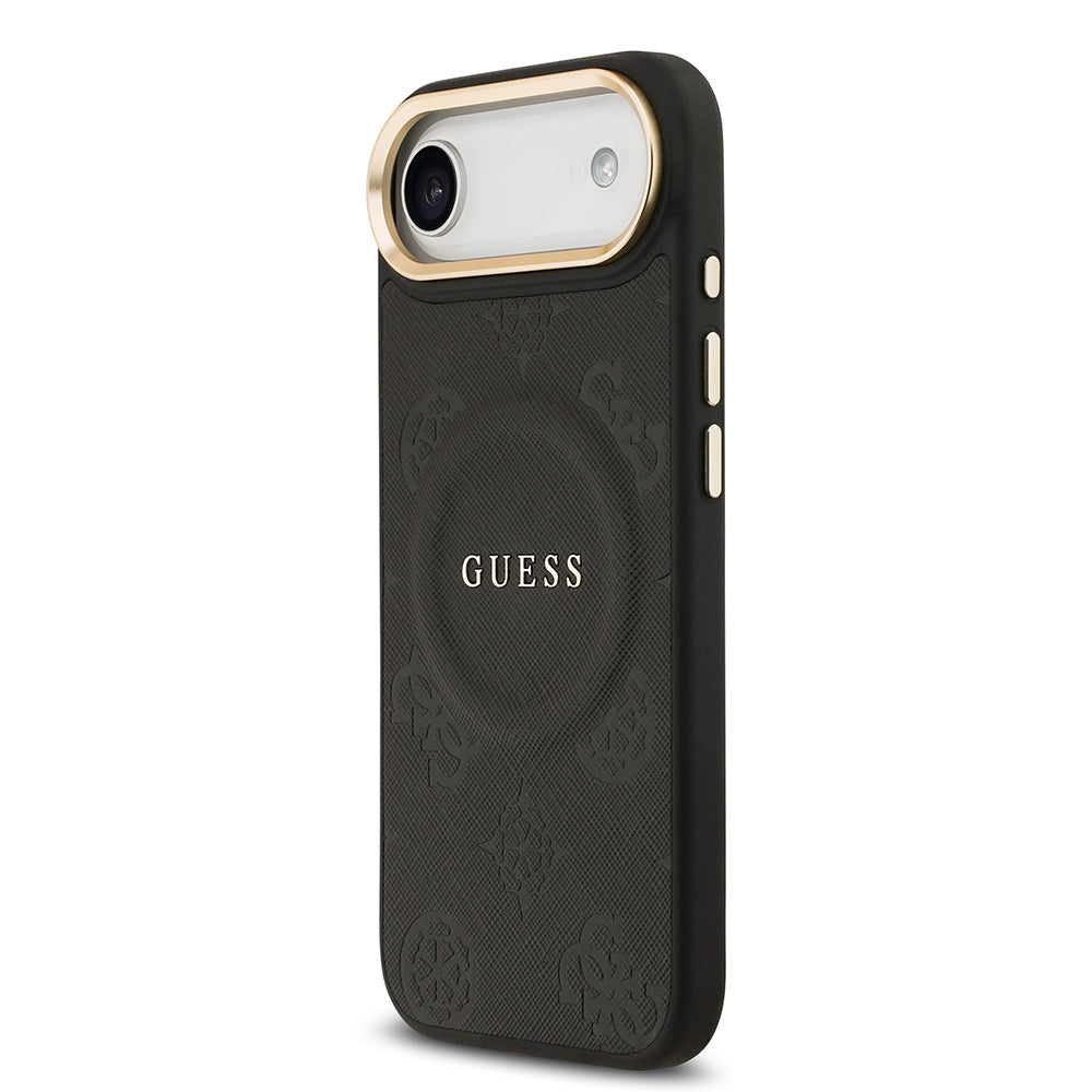 iPhone 17 Air Kılıf Guess Orjinal Lisanslı M-safe Şarj Özellikli Sıcak Baskılı Yazı Logolu PU Deri Peony Kapak