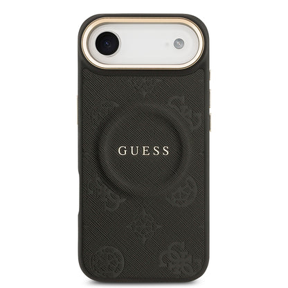 iPhone 17 Air Kılıf Guess Orjinal Lisanslı M-safe Şarj Özellikli Sıcak Baskılı Yazı Logolu PU Deri Peony Kapak