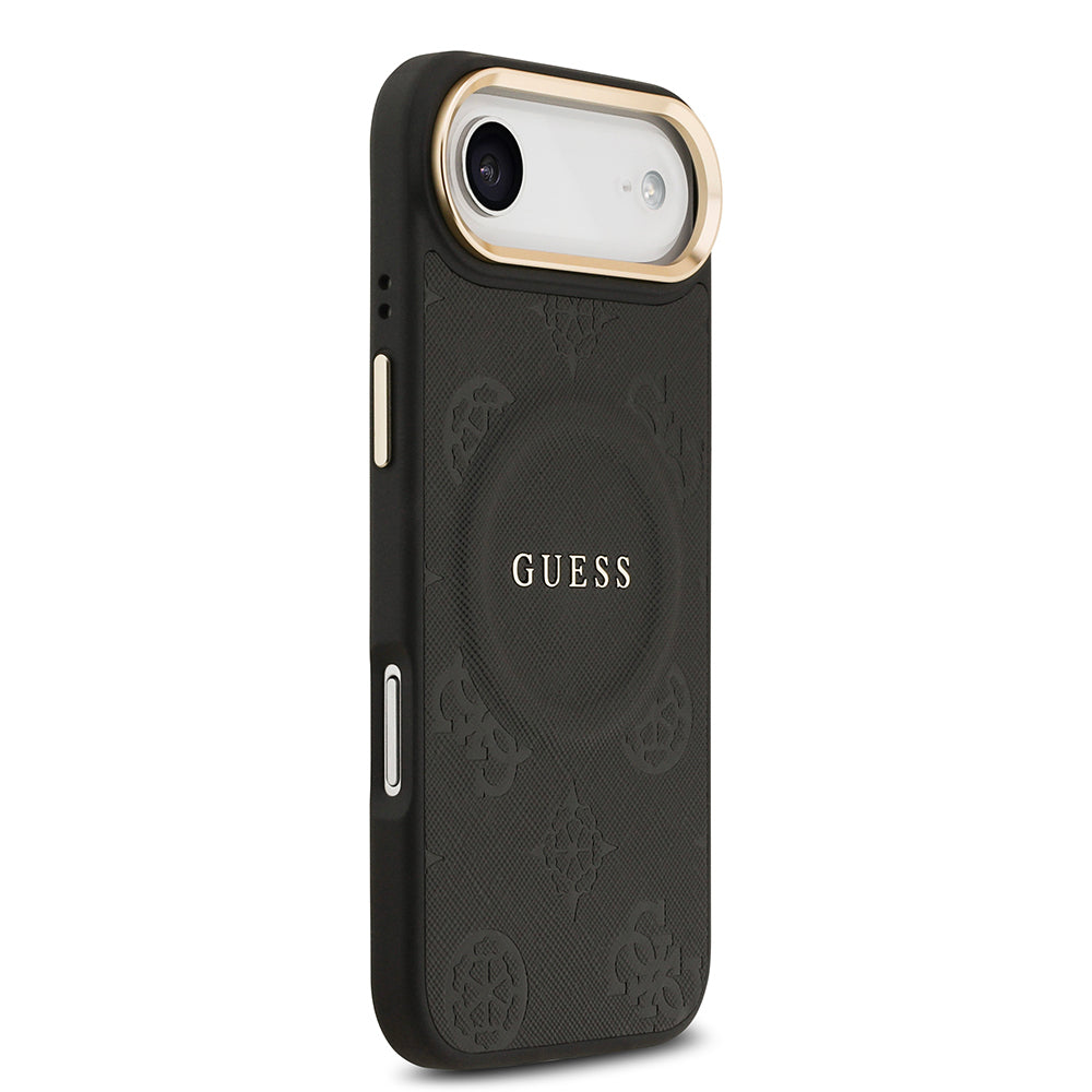 iPhone 17 Air Kılıf Guess Orjinal Lisanslı M-safe Şarj Özellikli Sıcak Baskılı Yazı Logolu PU Deri Peony Kapak