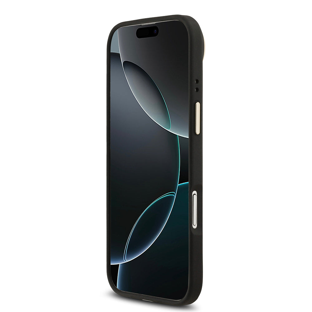 iPhone 17 Air Kılıf Guess Orjinal Lisanslı M-safe Şarj Özellikli Sıcak Baskılı Yazı Logolu PU Deri Peony Kapak