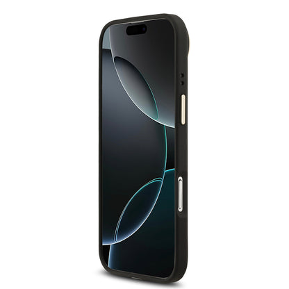 iPhone 17 Air Kılıf Guess Orjinal Lisanslı M-safe Şarj Özellikli Sıcak Baskılı Yazı Logolu PU Deri Peony Kapak
