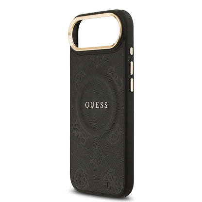 iPhone 17 Air Kılıf Guess Orjinal Lisanslı M-safe Şarj Özellikli Sıcak Baskılı Yazı Logolu PU Deri Peony Kapak
