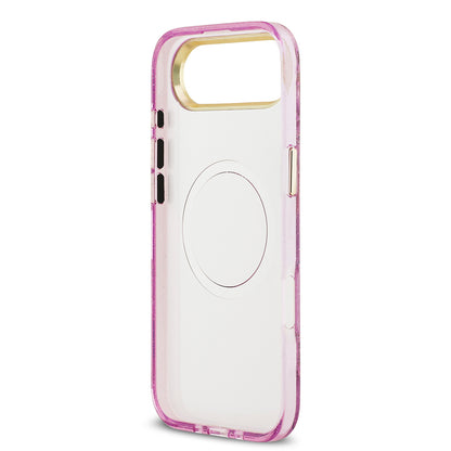 iPhone 17 Air Kılıf Guess Orjinal Lisanslı M-safe Şarj Özellikli Simli Çiçek Desenli Metal Kamera Çerçeveli Üçgen Logolu Kapak