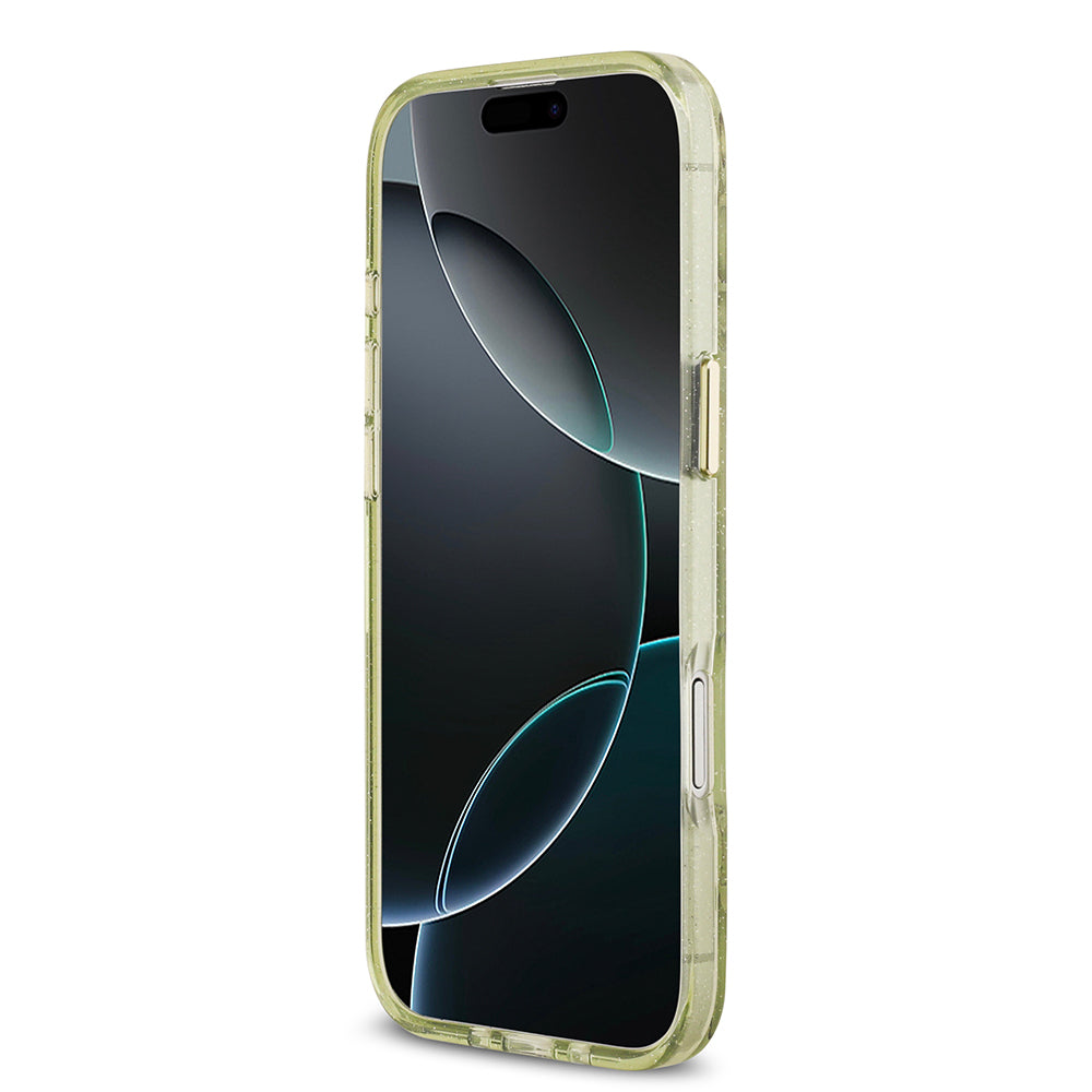 iPhone 17 Air Kılıf Guess Orjinal Lisanslı M-safe Şarj Özellikli Simli Çiçek Desenli Metal Kamera Çerçeveli Üçgen Logolu Kapak