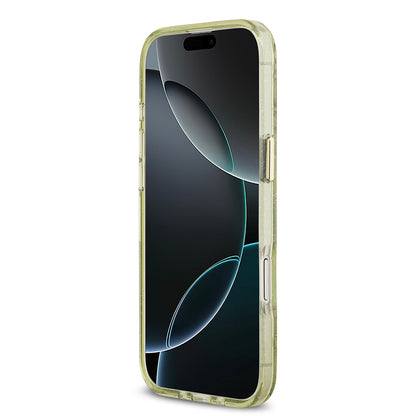 iPhone 17 Air Kılıf Guess Orjinal Lisanslı M-safe Şarj Özellikli Simli Çiçek Desenli Metal Kamera Çerçeveli Üçgen Logolu Kapak