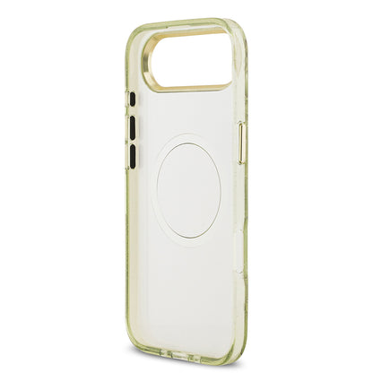 iPhone 17 Air Kılıf Guess Orjinal Lisanslı M-safe Şarj Özellikli Simli Çiçek Desenli Metal Kamera Çerçeveli Üçgen Logolu Kapak