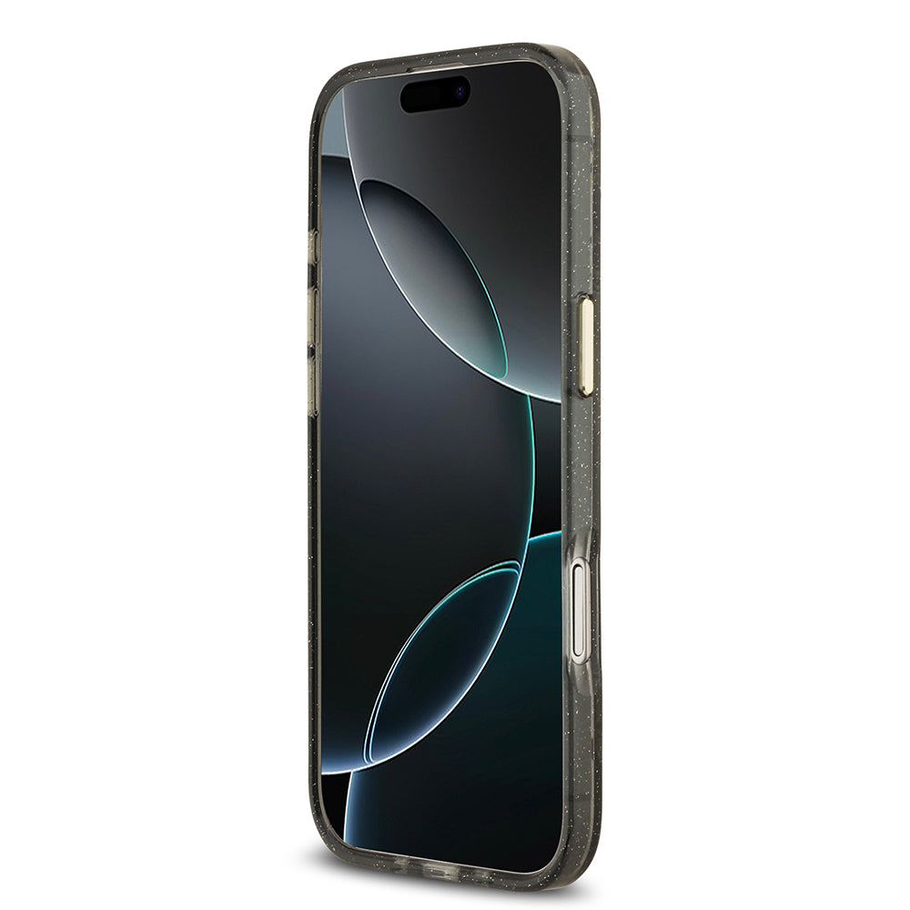 iPhone 17 Air Kılıf Guess Orjinal Lisanslı M-safe Şarj Özellikli Simli Çiçek Desenli Metal Kamera Çerçeveli Üçgen Logolu Kapak