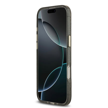 iPhone 17 Air Kılıf Guess Orjinal Lisanslı M-safe Şarj Özellikli Simli Çiçek Desenli Metal Kamera Çerçeveli Üçgen Logolu Kapak
