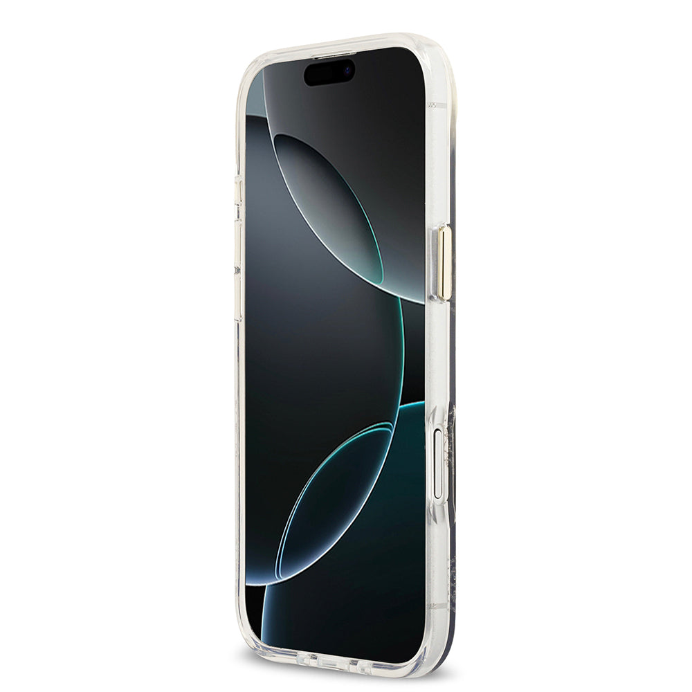 iPhone 17 Air Kılıf Guess Orjinal Lisanslı M-safe Şarj Özellikli Simli Peony Desenli Silikon Kapak
