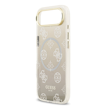 iPhone 17 Air Kılıf Guess Orjinal Lisanslı M-safe Şarj Özellikli Simli Peony Desenli Silikon Kapak