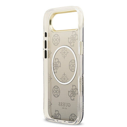iPhone 17 Air Kılıf Guess Orjinal Lisanslı M-safe Şarj Özellikli Simli Peony Desenli Silikon Kapak